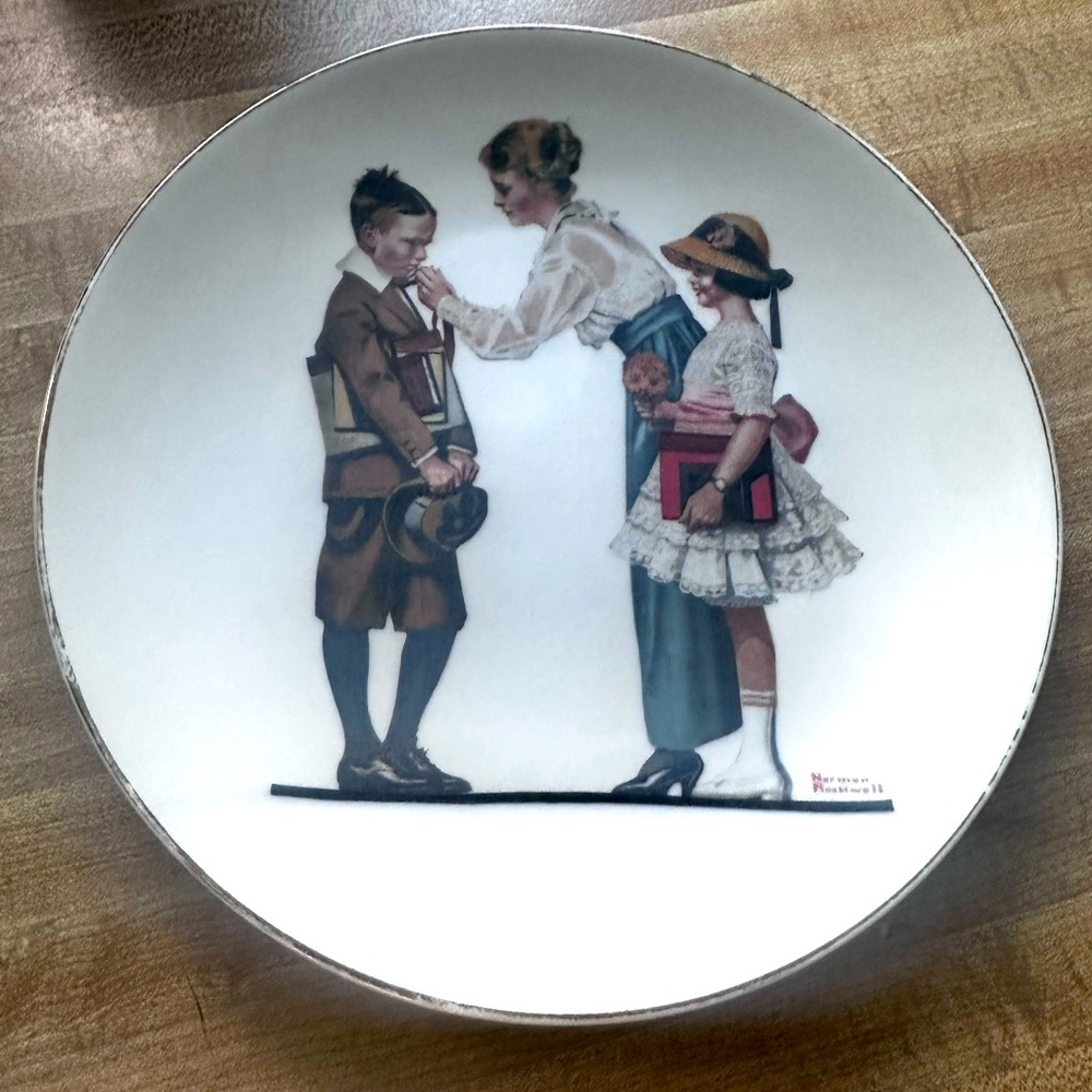Norman Rockwell Collector Series Off to School Plate